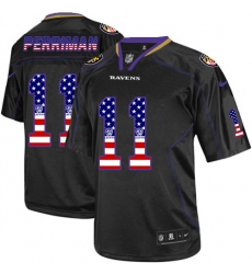 Men's Nike Baltimore Ravens #11 Breshad Perriman Elite Black USA Flag Fashion NFL Jersey