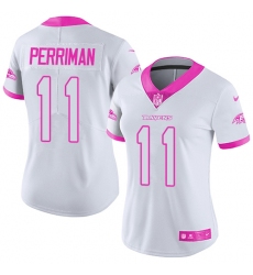 Women's Nike Baltimore Ravens #11 Breshad Perriman Limited White/Pink Rush Fashion NFL Jersey