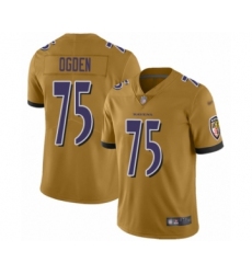 Women's Baltimore Ravens #75 Jonathan Ogden Limited Gold Inverted Legend Football Jersey