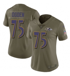 Women's Nike Baltimore Ravens #75 Jonathan Ogden Limited Olive 2017 Salute to Service NFL Jersey