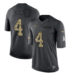 Men's Nike Baltimore Ravens #4 Sam Koch Limited Black 2016 Salute to Service NFL Jersey