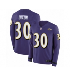 Men's Nike Baltimore Ravens #30 Kenneth Dixon Limited Purple Therma Long Sleeve NFL Jersey