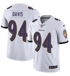 Men's Nike Baltimore Ravens #94 Carl Davis White Vapor Untouchable Limited Player NFL Jersey