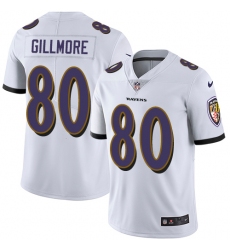 Men's Nike Baltimore Ravens #80 Crockett Gillmore White Vapor Untouchable Limited Player NFL Jersey