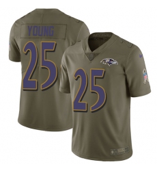 Youth Nike Baltimore Ravens #25 Tavon Young Limited Olive 2017 Salute to Service NFL Jersey