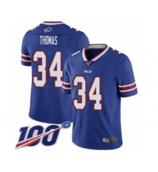 Men's Buffalo Bills #34 Thurman Thomas Royal Blue Team Color Vapor Untouchable Limited Player 100th Season Football Jersey