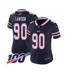 Women's Buffalo Bills #90 Shaq Lawson Limited Navy Blue Inverted Legend 100th Season Football Jersey