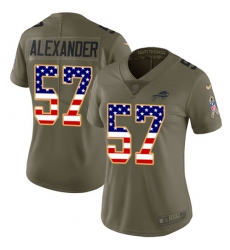 Women's Nike Buffalo Bills #57 Lorenzo Alexander Limited Olive/USA Flag 2017 Salute to Service NFL Jersey