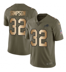 Men's Nike Buffalo Bills #32 O. J. Simpson Limited Olive/Gold 2017 Salute to Service NFL Jersey