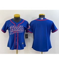Women's Buffalo Bills Blank Royal With Patch Cool Base Stitched Baseball Jersey(Run Small)
