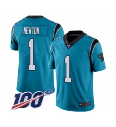 Men's Carolina Panthers #1 Cam Newton Limited Blue Rush Vapor Untouchable 100th Season Football Jersey
