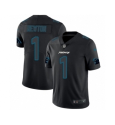 Men's Nike Carolina Panthers #1 Cam Newton Limited Black Rush Impact NFL Jersey