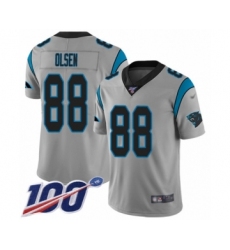 Men's Carolina Panthers #88 Greg Olsen Silver Inverted Legend Limited 100th Season Football Jersey