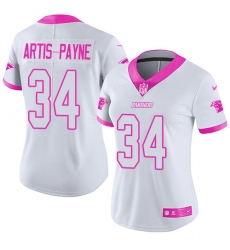Women's Nike Carolina Panthers #34 Cameron Artis-Payne Limited White/Pink Rush Fashion NFL Jersey