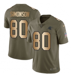 Youth Nike Carolina Panthers #80 Scott Simonson Limited Olive/Gold 2017 Salute to Service NFL Jersey