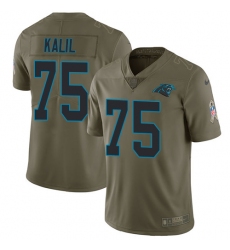 Youth Nike Carolina Panthers #75 Matt Kalil Limited Olive 2017 Salute to Service NFL Jersey