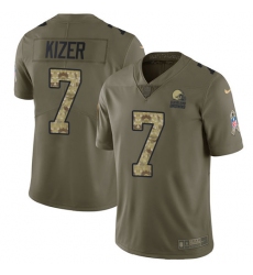 Men's Nike Cleveland Browns #7 DeShone Kizer Limited Olive/Camo 2017 Salute to Service NFL Jersey
