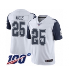 Men's Dallas Cowboys #25 Xavier Woods Limited White Rush Vapor Untouchable 100th Season Football Jersey