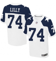 Men's Nike Dallas Cowboys #74 Bob Lilly Elite White Throwback Alternate NFL Jersey