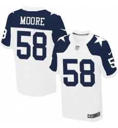 Men's Nike Dallas Cowboys #58 Damontre Moore Elite White Throwback Alternate NFL Jersey