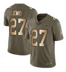 Men's Nike Dallas Cowboys #27 Jourdan Lewis Limited Olive/Gold 2017 Salute to Service NFL Jersey