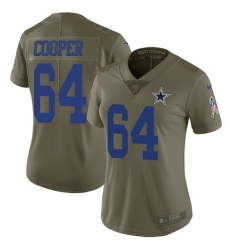 Women's Nike Dallas Cowboys #64 Jonathan Cooper Limited Olive 2017 Salute to Service NFL Jersey