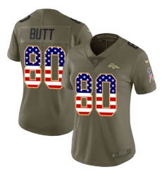 Women's Nike Denver Broncos #80 Jake Butt Limited Olive/USA Flag 2017 Salute to Service NFL Jersey