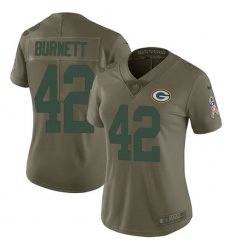Women's Nike Green Bay Packers #42 Morgan Burnett Limited Olive 2017 Salute to Service NFL Jersey