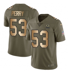 Youth Nike Green Bay Packers #53 Nick Perry Limited Olive/Gold 2017 Salute to Service NFL Jersey