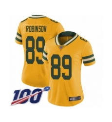 Women's Green Bay Packers #89 Dave Robinson Limited Gold Rush Vapor Untouchable 100th Season Football Jersey
