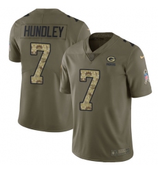 Youth Nike Green Bay Packers #7 Brett Hundley Limited Olive/Camo 2017 Salute to Service NFL Jersey