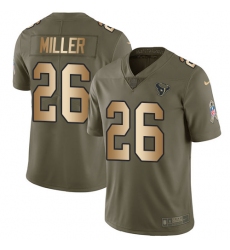 Men's Nike Houston Texans #26 Lamar Miller Limited Olive/Gold 2017 Salute to Service NFL Jersey