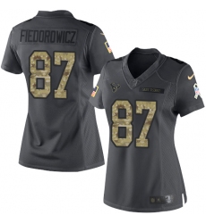 Women's Nike Houston Texans #87 C.J. Fiedorowicz Limited Black 2016 Salute to Service NFL Jersey