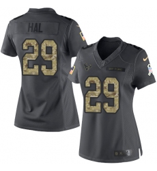 Women's Nike Houston Texans #29 Andre Hal Limited Black 2016 Salute to Service NFL Jersey
