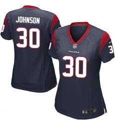 Women's Nike Houston Texans #30 Kevin Johnson Game Navy Blue Team Color NFL Jersey