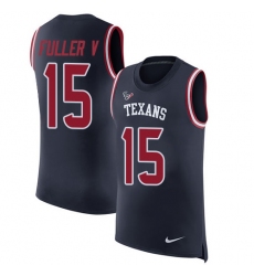 Men's Nike Houston Texans #15 Will Fuller V Limited Navy Blue Rush Player Name & Number Tank Top NFL Jersey