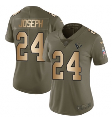 Women's Nike Houston Texans #24 Johnathan Joseph Limited Olive/Gold 2017 Salute to Service NFL Jersey