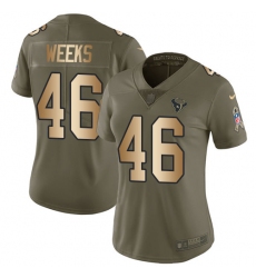 Women's Nike Houston Texans #46 Jon Weeks Limited Olive/Gold 2017 Salute to Service NFL Jersey