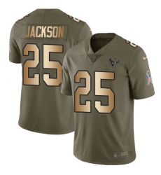 Men's Nike Houston Texans #25 Kareem Jackson Limited Olive/Gold 2017 Salute to Service NFL Jersey