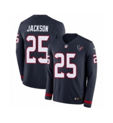 Youth Nike Houston Texans #25 Kareem Jackson Limited Navy Blue Therma Long Sleeve NFL Jersey