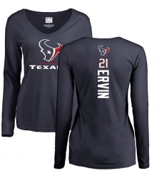 NFL Women's Nike Houston Texans #21 Tyler Ervin Navy Blue Backer Long Sleeve T-Shirt