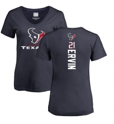 NFL Women's Nike Houston Texans #21 Tyler Ervin Navy Blue Backer T-Shirt