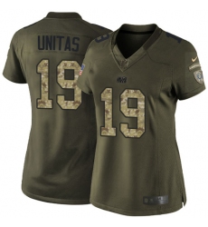 Women's Nike Indianapolis Colts #19 Johnny Unitas Elite Green Salute to Service NFL Jersey