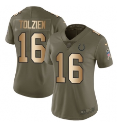 Women's Nike Indianapolis Colts #16 Scott Tolzien Limited Olive/Gold 2017 Salute to Service NFL Jersey