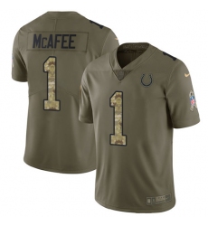 Men's Nike Indianapolis Colts #1 Pat McAfee Limited Olive/Camo 2017 Salute to Service NFL Jersey