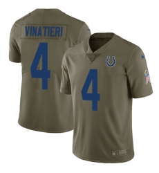 Youth Nike Indianapolis Colts #4 Adam Vinatieri Limited Olive 2017 Salute to Service NFL Jersey