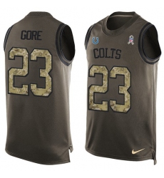 Men's Nike Indianapolis Colts #23 Frank Gore Limited Green Salute to Service Tank Top NFL Jersey