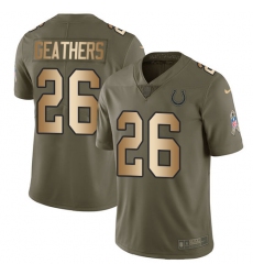 Youth Nike Indianapolis Colts #26 Clayton Geathers Limited Olive/Gold 2017 Salute to Service NFL Jersey