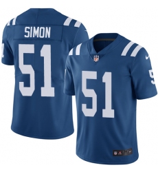 Men's Nike Indianapolis Colts #51 John Simon Royal Blue Team Color Vapor Untouchable Limited Player NFL Jersey