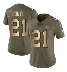 Women's Nike Jacksonville Jaguars #21 A.J. Bouye Limited Olive/Gold 2017 Salute to Service NFL Jersey